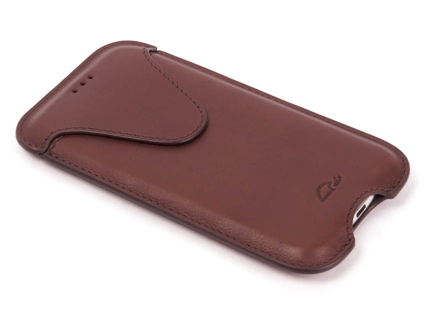 iPhone X / Xs / 11 Pro Leather Pouch - Protective Sleeve Case - Brown Natural Leather - side - Carapaz