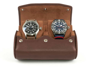 2-Watch-box-brown-leather-open-front-with-watches-Carapaz