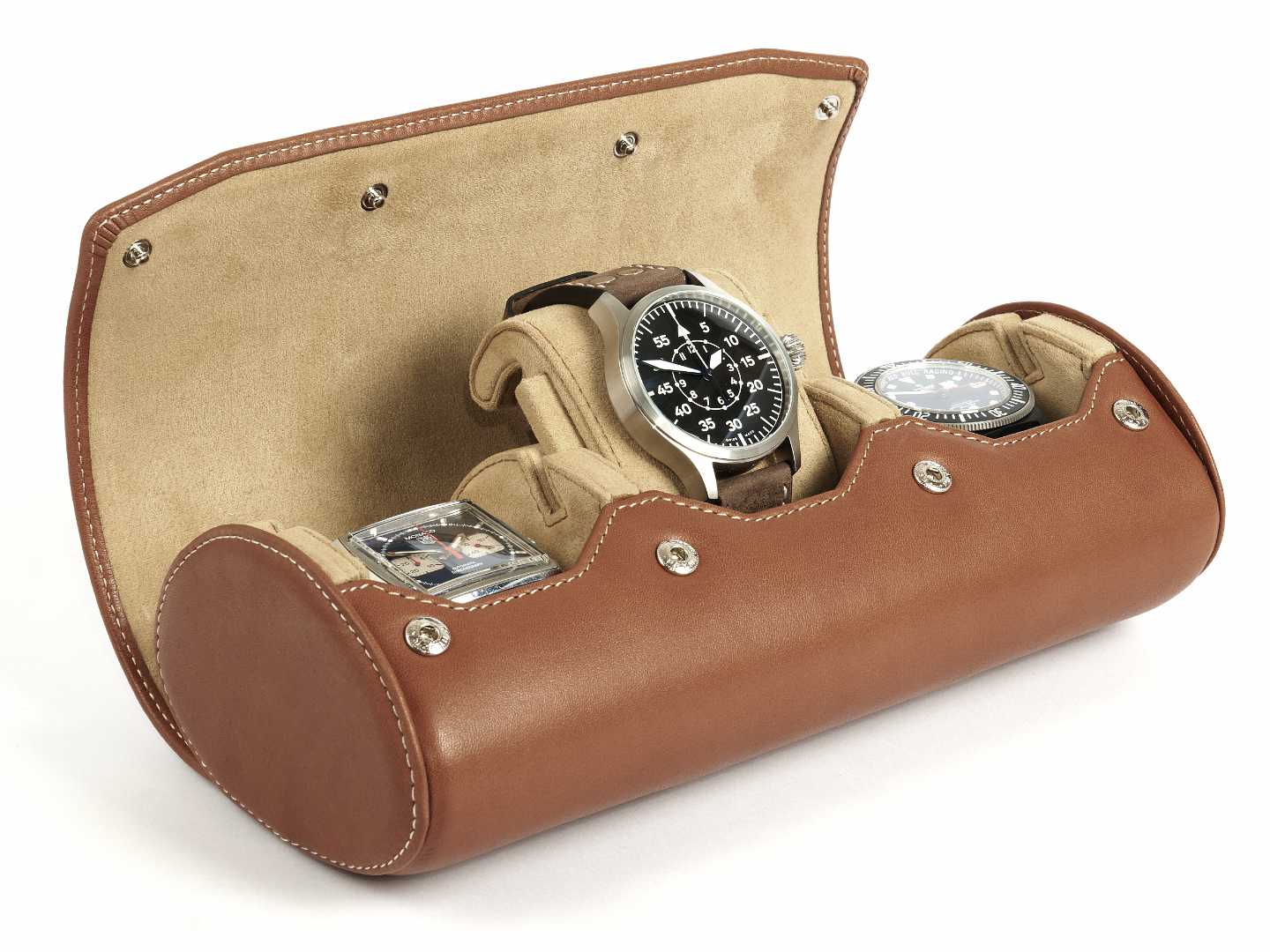 3-Watch-roll-tan-leather-open-left-side-with-watches-Carapaz