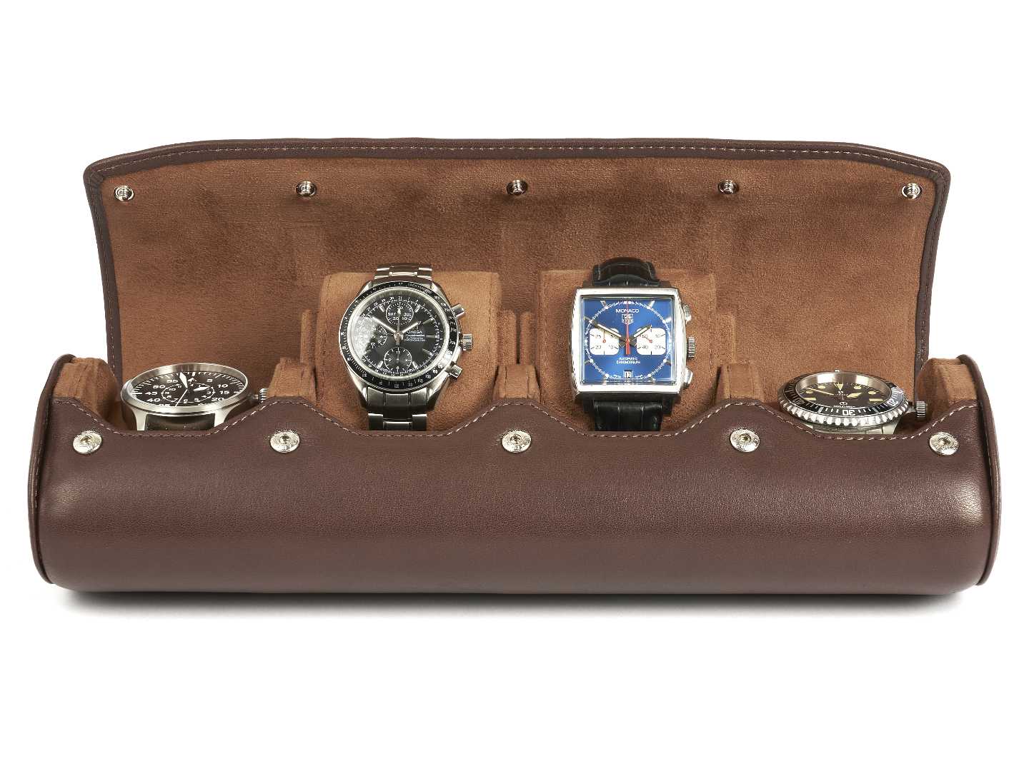 4-Watch-roll-brown-leather-open-front-with-watches-Carapaz