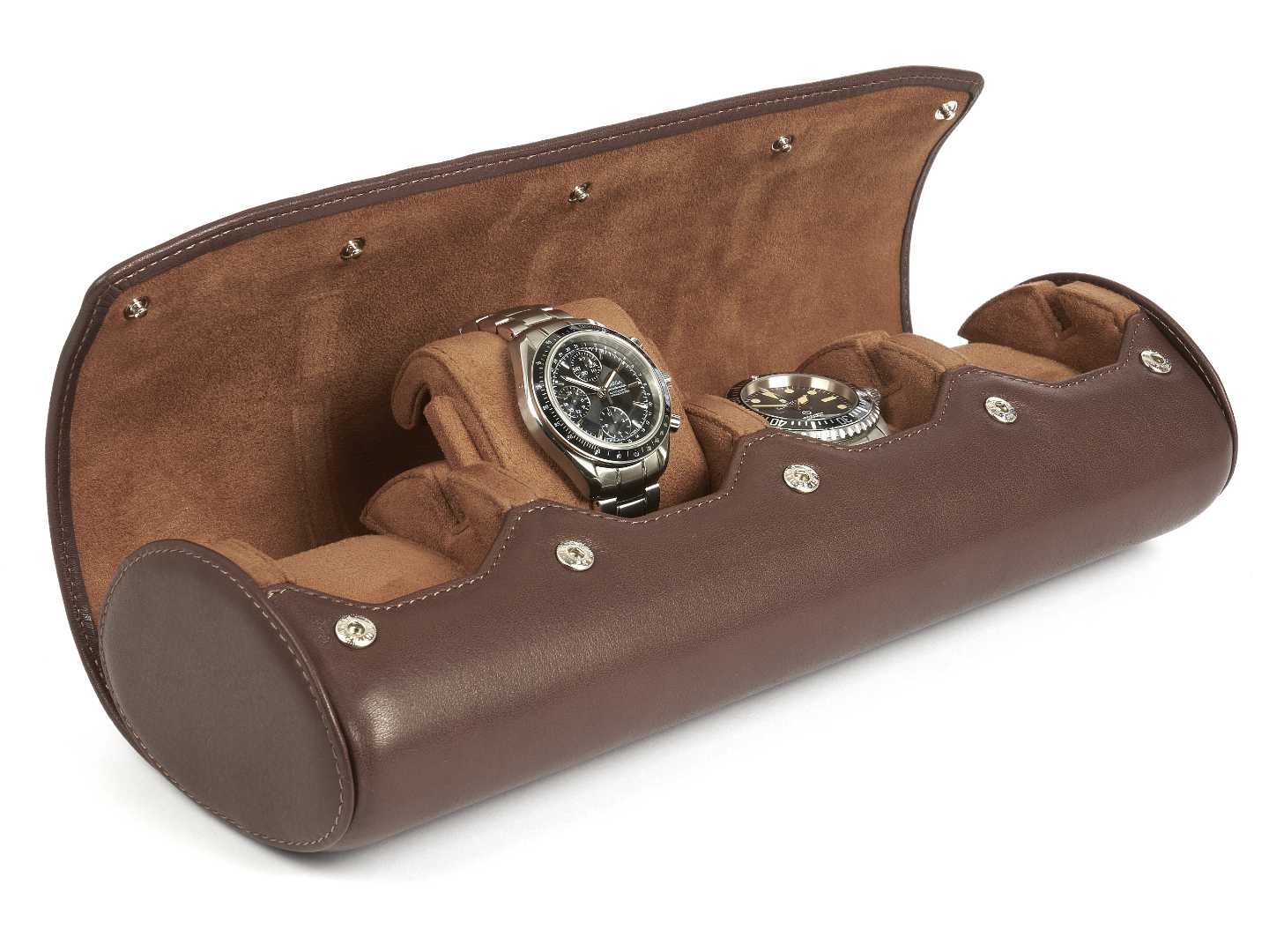4-Watch-roll-brown-leather-open-left-side-with-watches-Carapaz