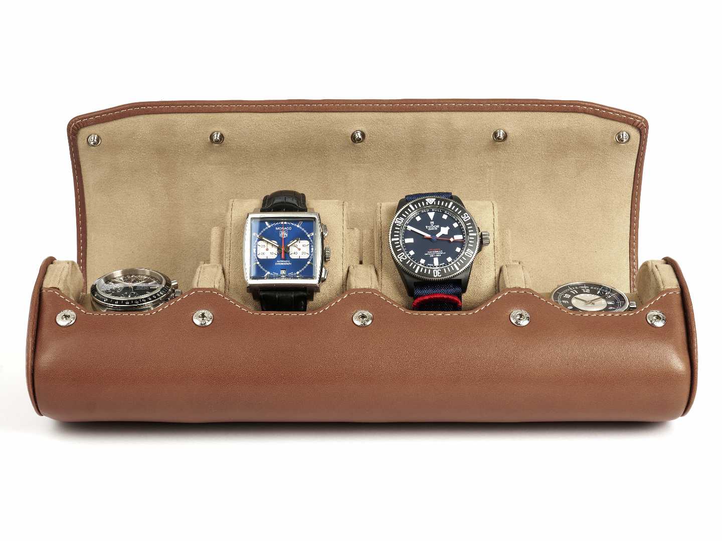 4-Watch-roll-tan-leather-open-front-with-watches-Carapaz