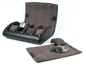 8-Watch-storage-box-black-leather-open-front-left-with-watch-pad-Carapaz