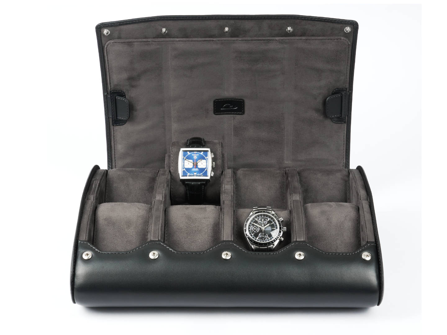 8-Watch-storage-box-black-leather-open-front-with-watches-Carapaz