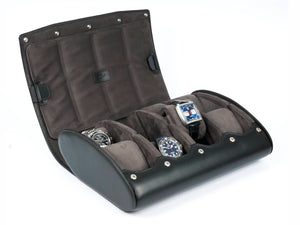 8-Watch-storage-box-black-leather-open-left-side-with-watches-Carapaz