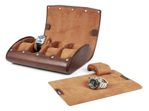 8-Watch-storage-box-brown-leather-open-front-left-with-watch-pad-Carapaz