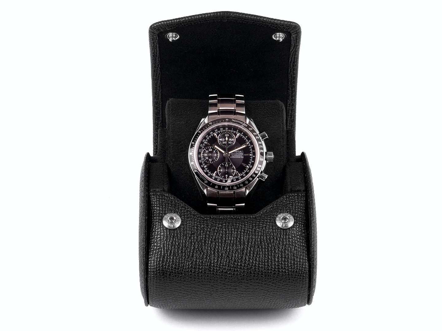 2-Watch Roll For Travel & Storage - Black Epsom Leather - Carapaz