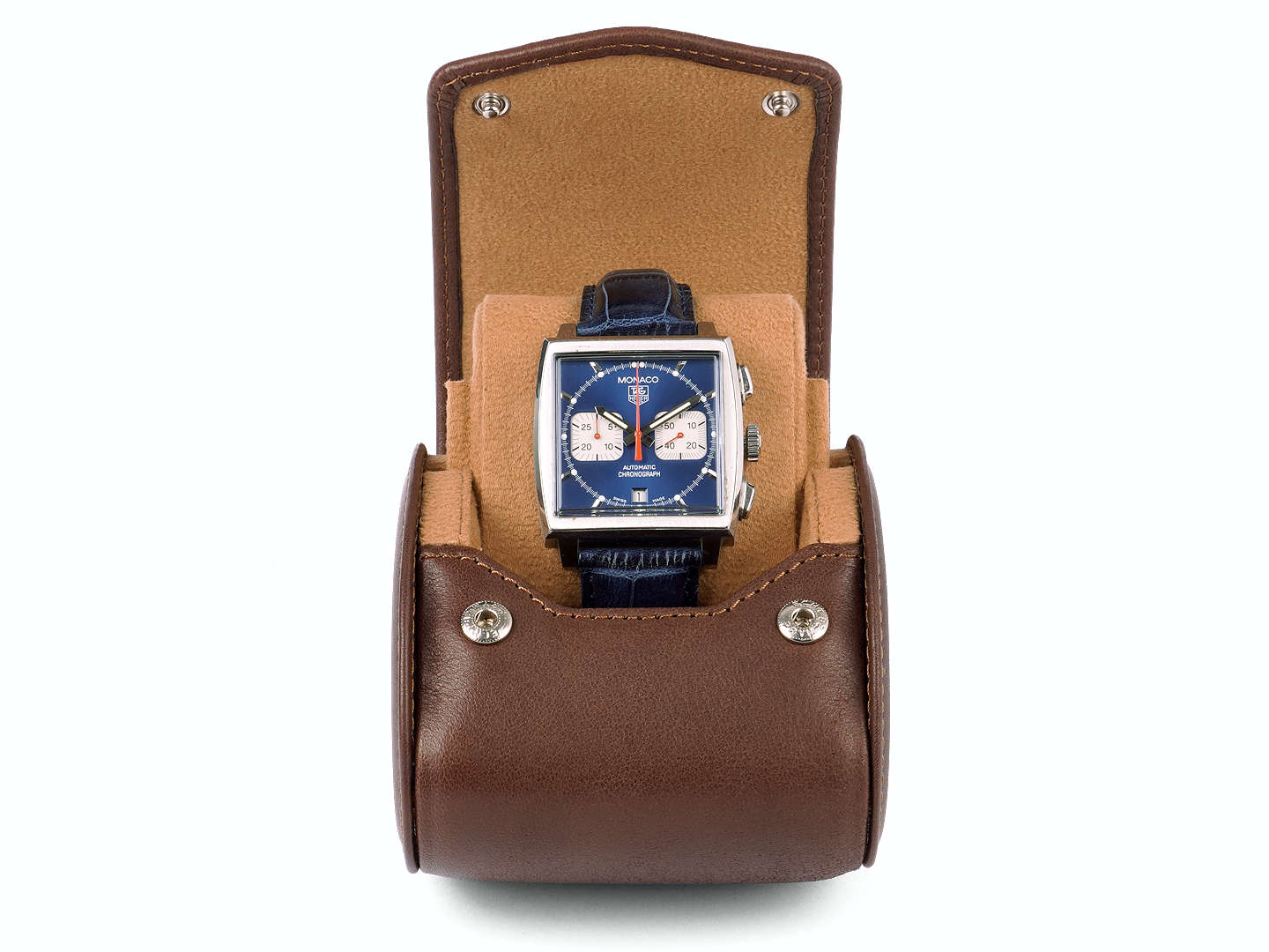 Watch case for 3 watches - Navy Blue - Vegetable Tanned Leather