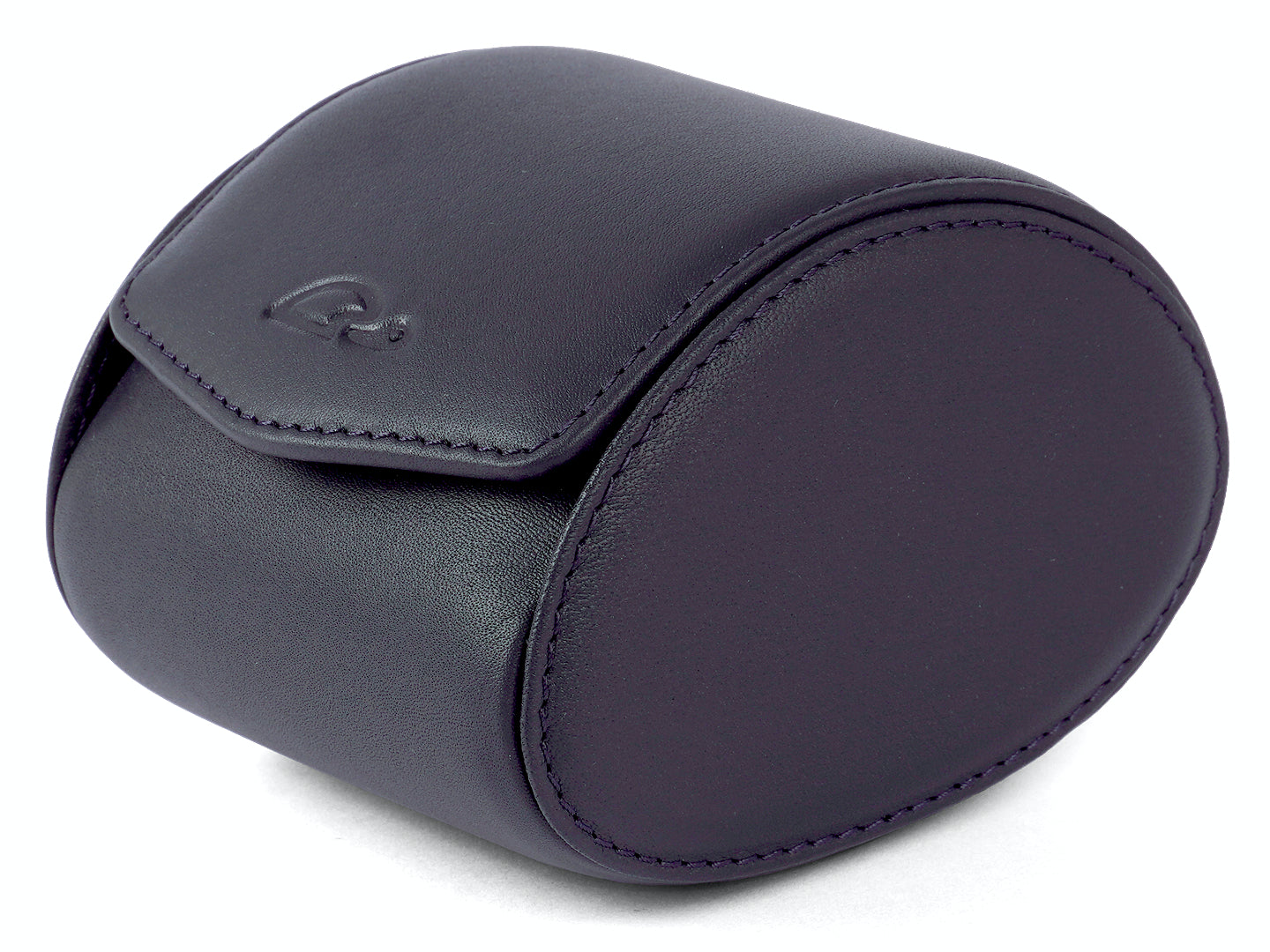 Travel Watch Case For 1 Watch - Stand Function - Navy Blue Leather