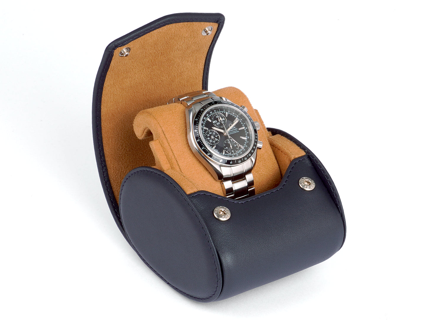 4 Slots Stylish Beige Watch Box with Plain Leather Finish