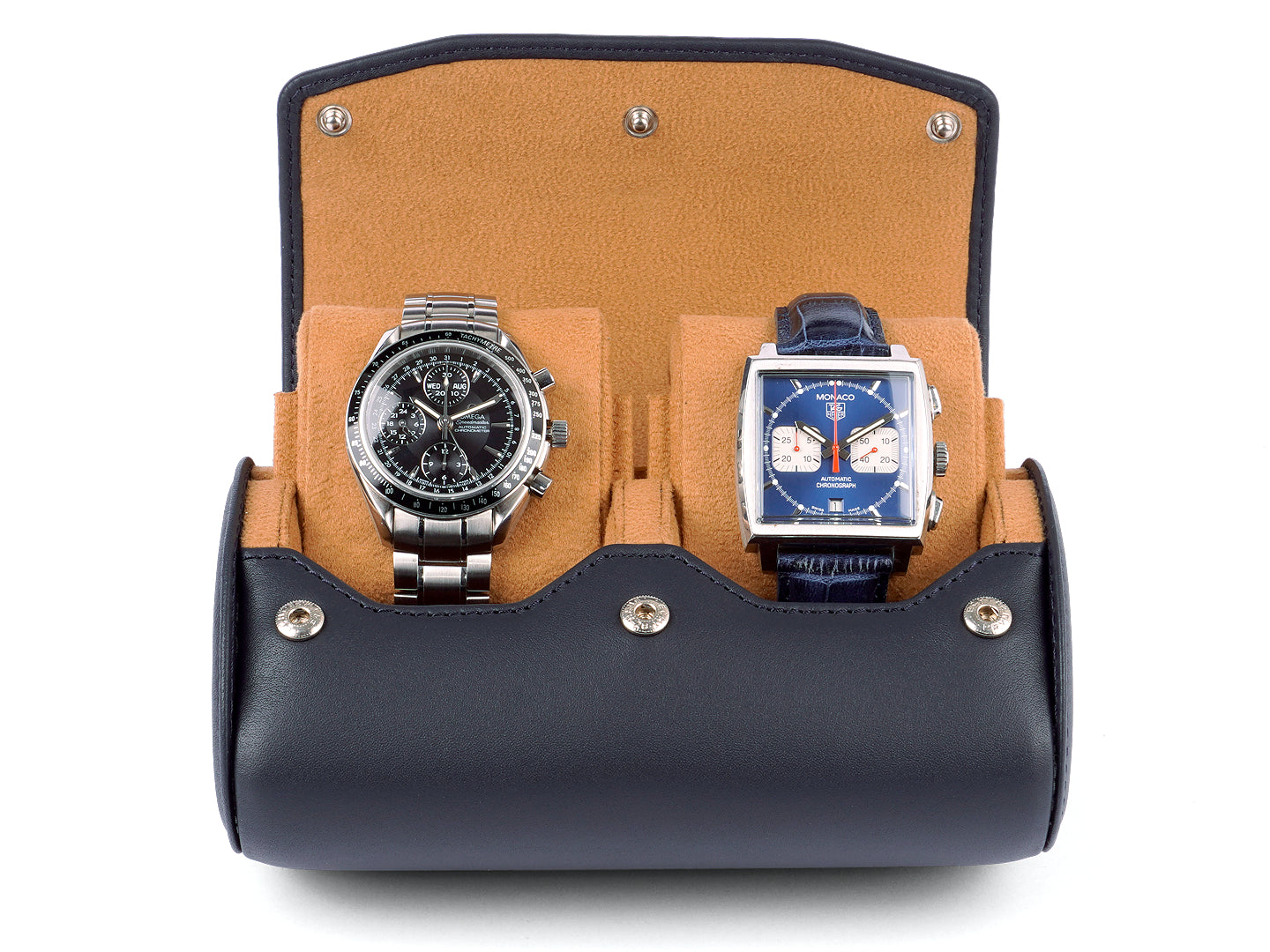 2_Watch_Box_Navy_Blue_Leather_open_front_Carapaz