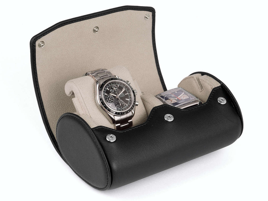 Travel & Storage Watch Box - Swiss Design - Black Epsom Leather