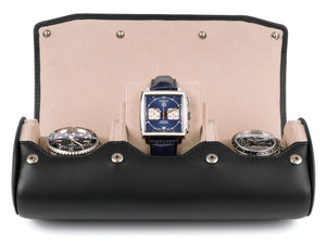 3_Watch_Box_Matte_Black_Leather_open_front_Carapaz