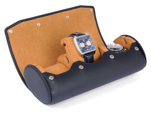 3_Watch_Travel_Watch_Roll_Navy_Blue_Leather_open_2_Carapaz
