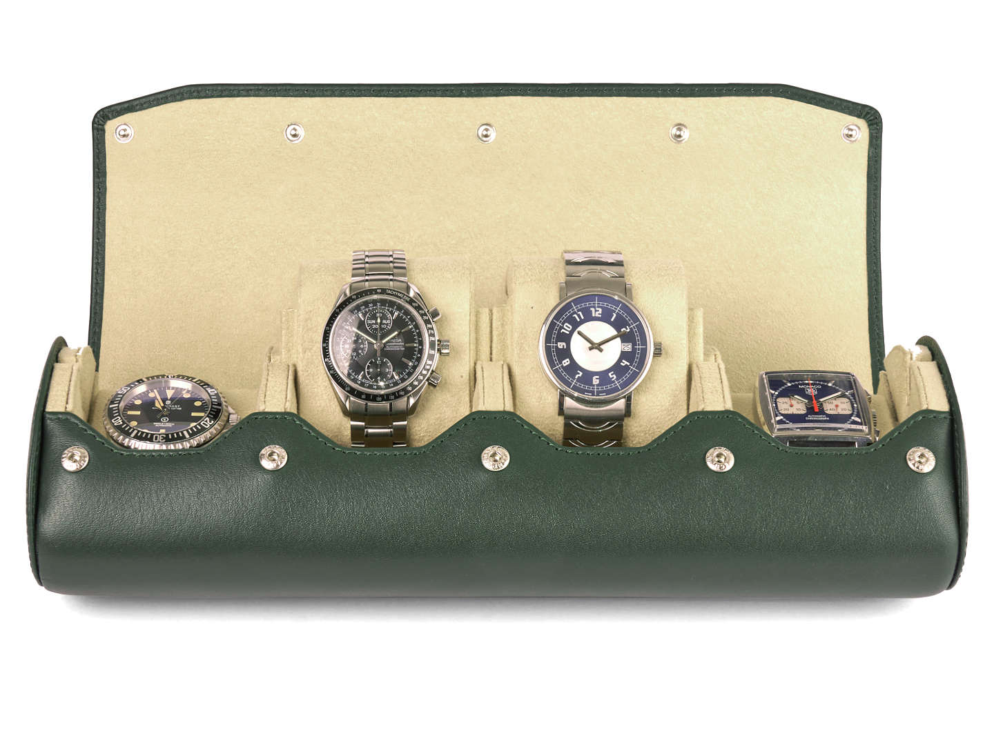 4_Watch_Display_Carrying_Case_Green_Leather__Carapaz