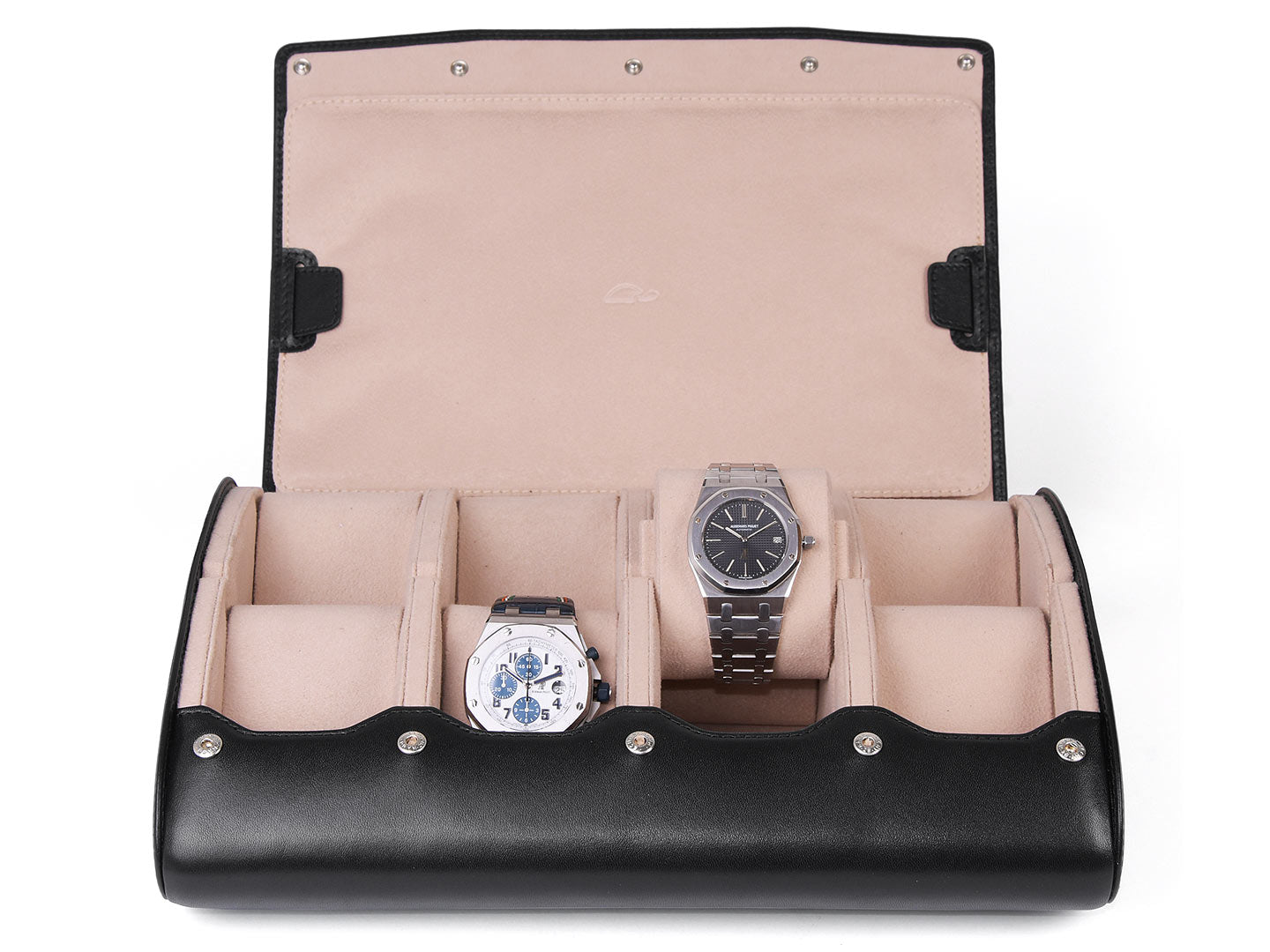 CARAPAZ-8-watches-box-open-black-leather