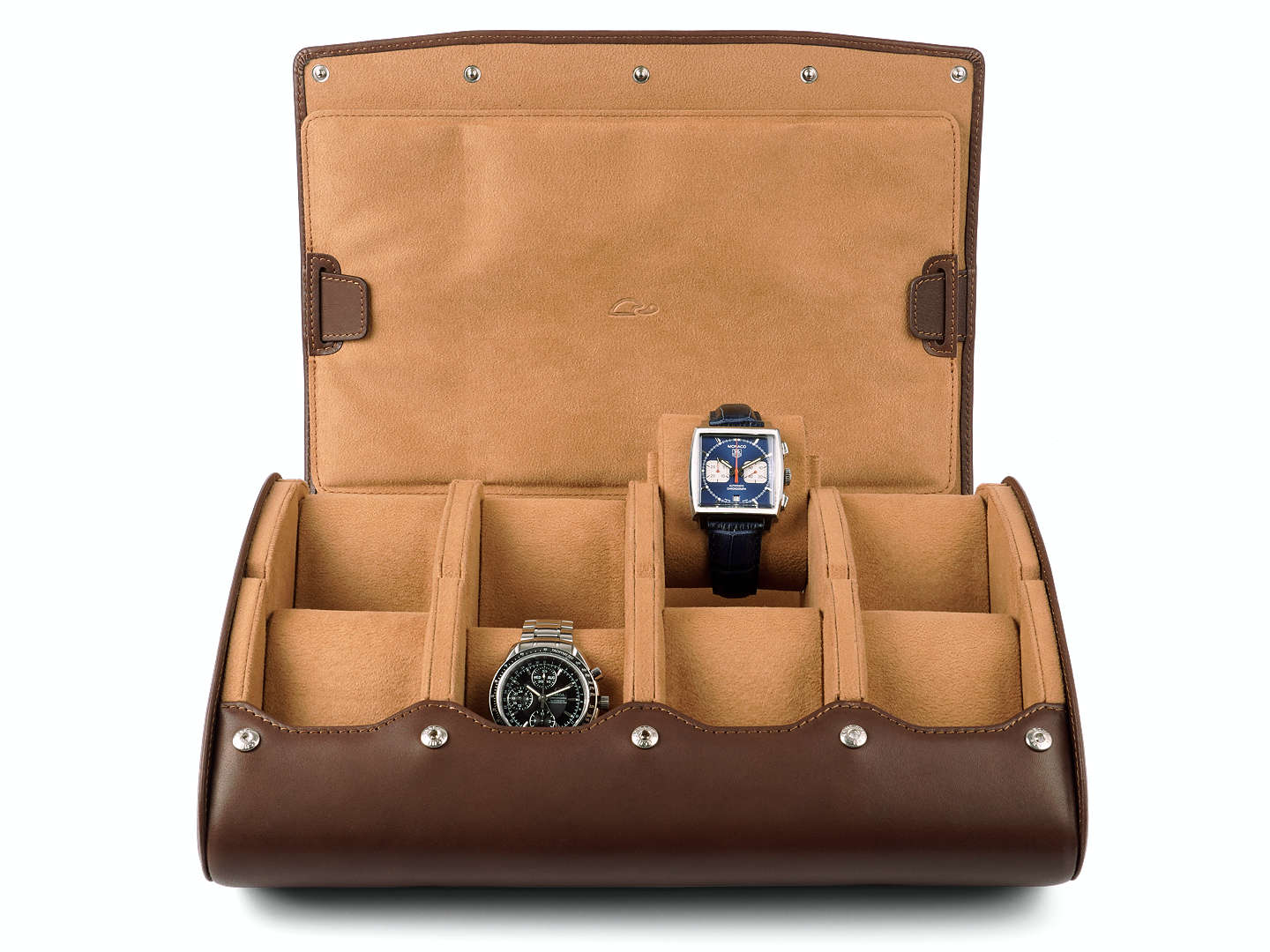 8_Watch_Box_Dark_Brown_Leather_open_front_Carapaz