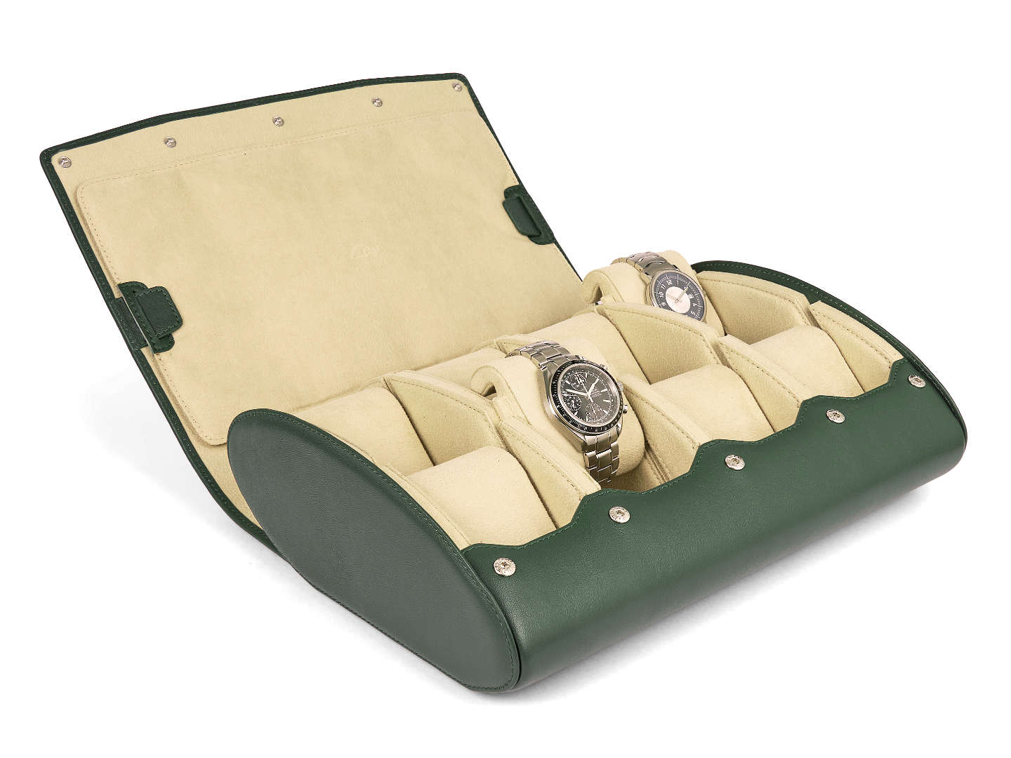 8_Watch_Box_Green_Leather_open_side_Carapaz