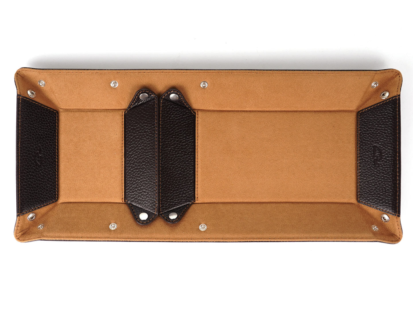 DESK ORGANIZER - Leather Catchall Office - Pen & Card Holder - brown grained leather - flat - Carapaz
