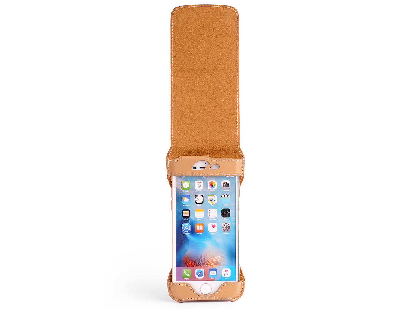 Leather Flip Case iPhone 6 / 6 Plus - Stand Function - Card Slot - open - Carapaz