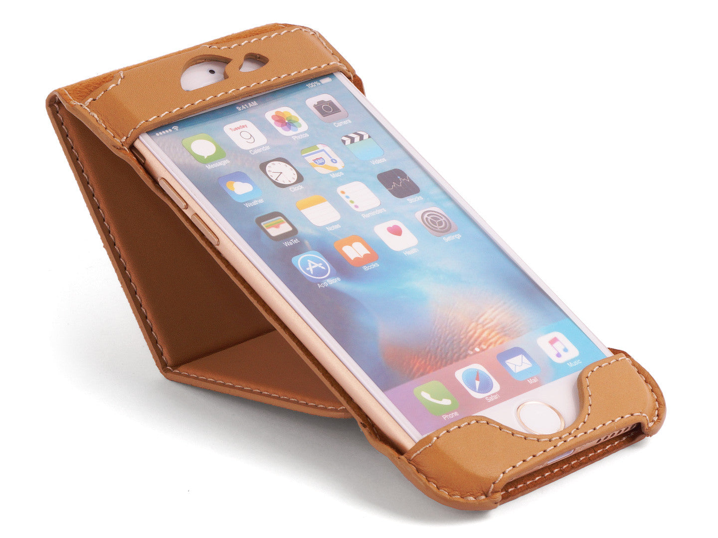 Design Leather Flip Case iPhone 6 - Stand Function - Card Slot - BARCELONA-Carapaz