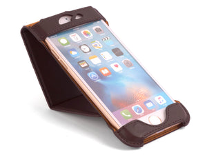 iPhone 6 Flip Case - Vegtan Leather - Stand Function - Card Slot - brown - Carapaz
