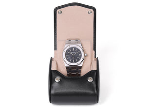 Travel & Storage Leather Watch Case For 1 Watch - With Stand Function - BLACK