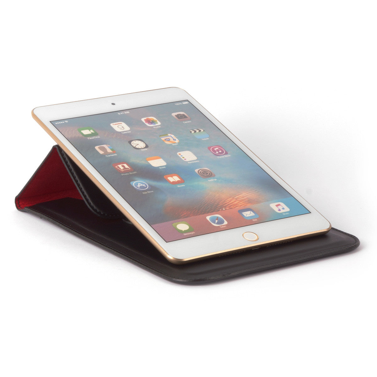 Leather Case with Stand Function for iPad Mini - SIENA  - Smooth Matt Black Leather-Carapaz