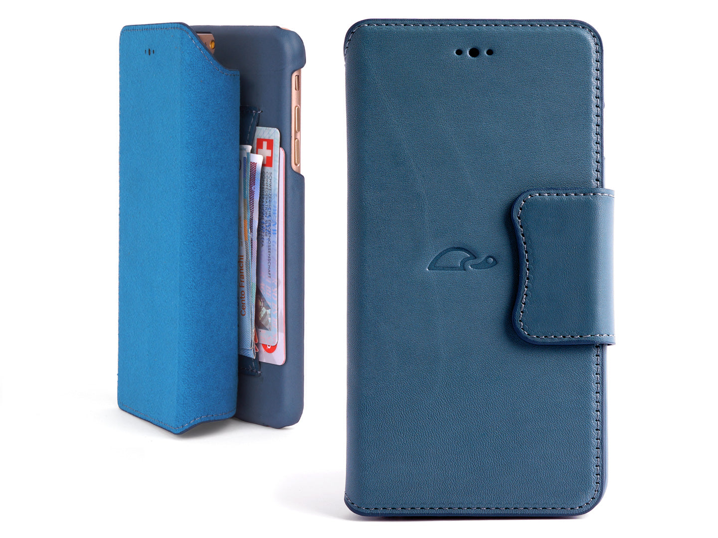 Wallet case iPhone 6 Plus  leather blue - Carapaz
