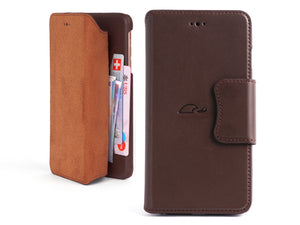 Leather wallet case iPhone 6 Plus - brown - Carapaz