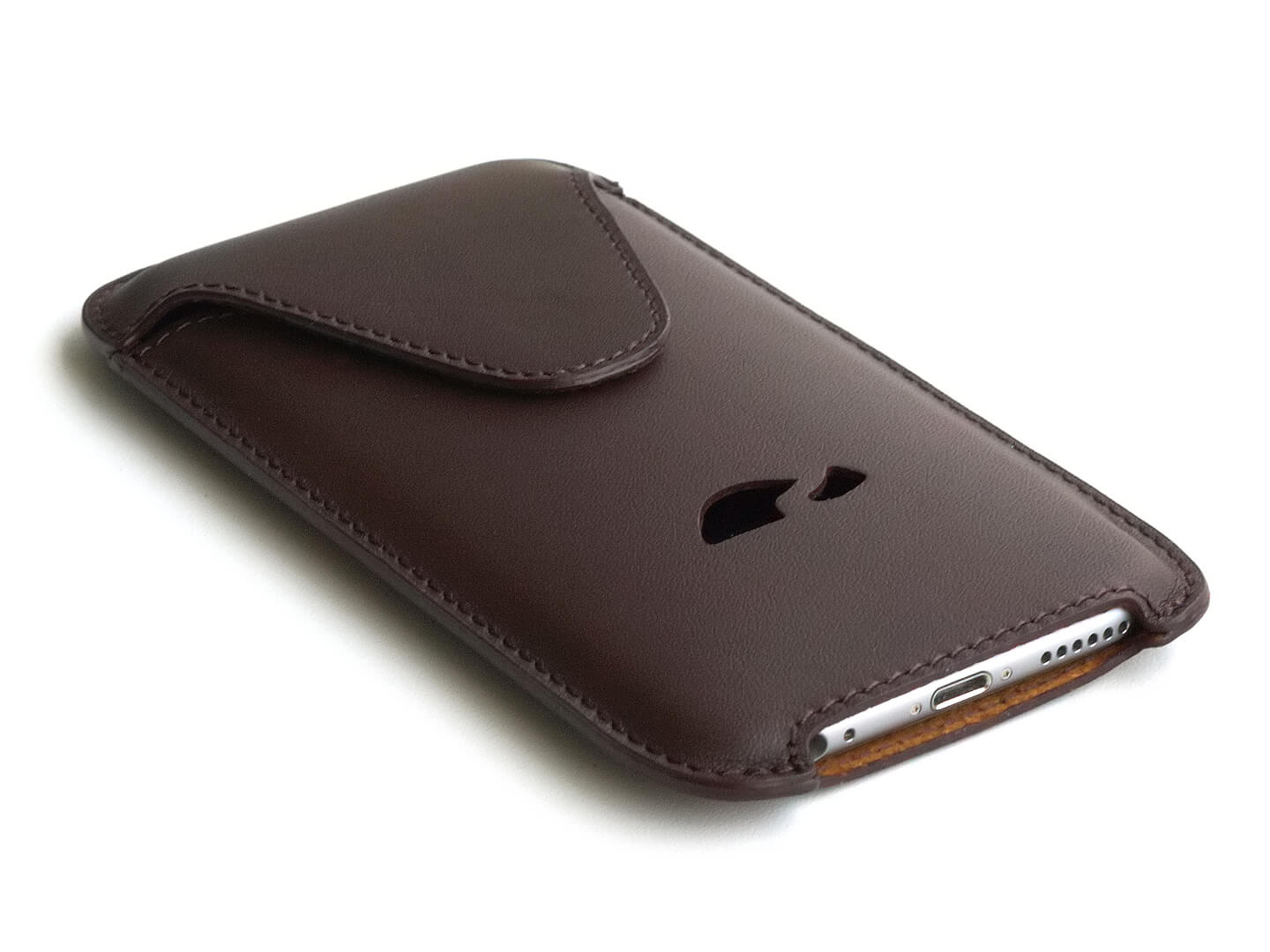 Leather Pouch iPhone 6 / 7 / 8 Plus XS Max slim design - brown - Carapaz