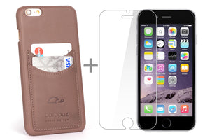 Leather cover for iPhone 6 / 6S Plus - cards wallet case - rosy brown - Carapaz