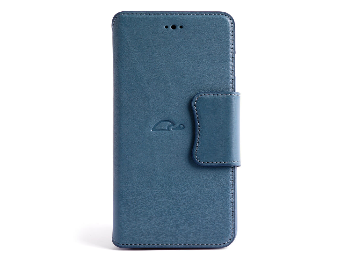 iPhone 6 Plus wallet case leather blue - front - Carapaz
