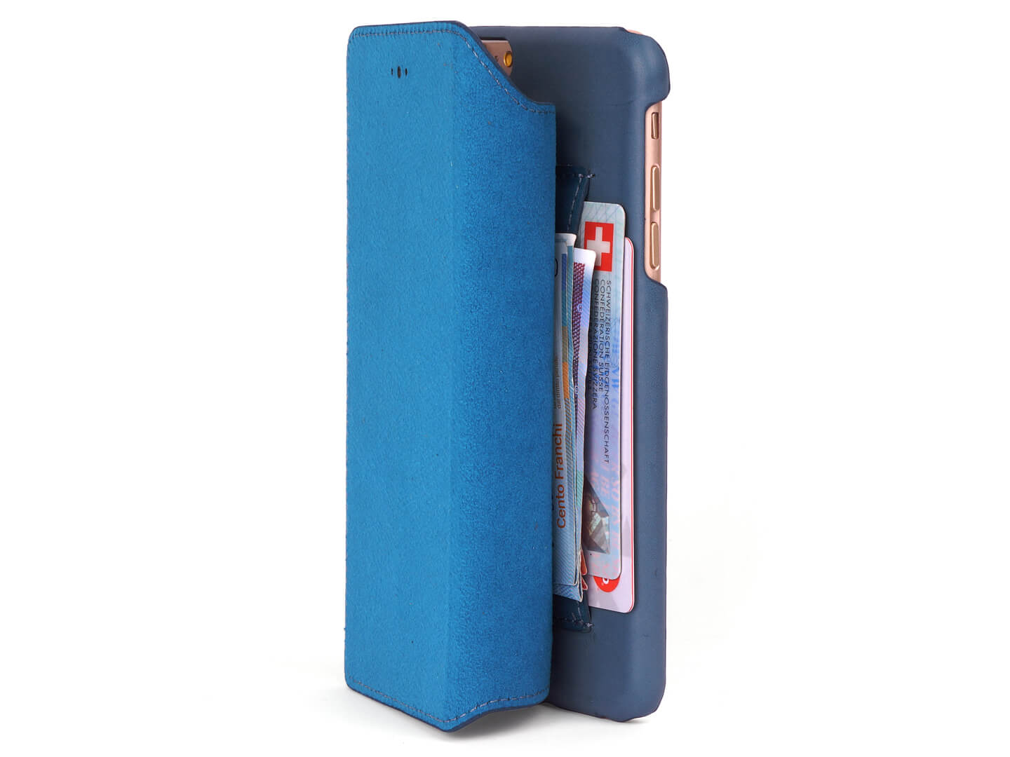 iPhone 6 Plus blue leather wallet case - Carapaz