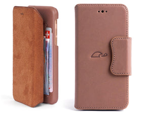 Leather Wallet Case iPhone 6 - credit cards - rosy brown - Carapaz