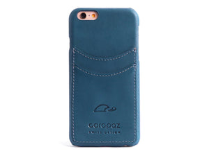 iPhone 6 blue leather case - cards - Carapaz