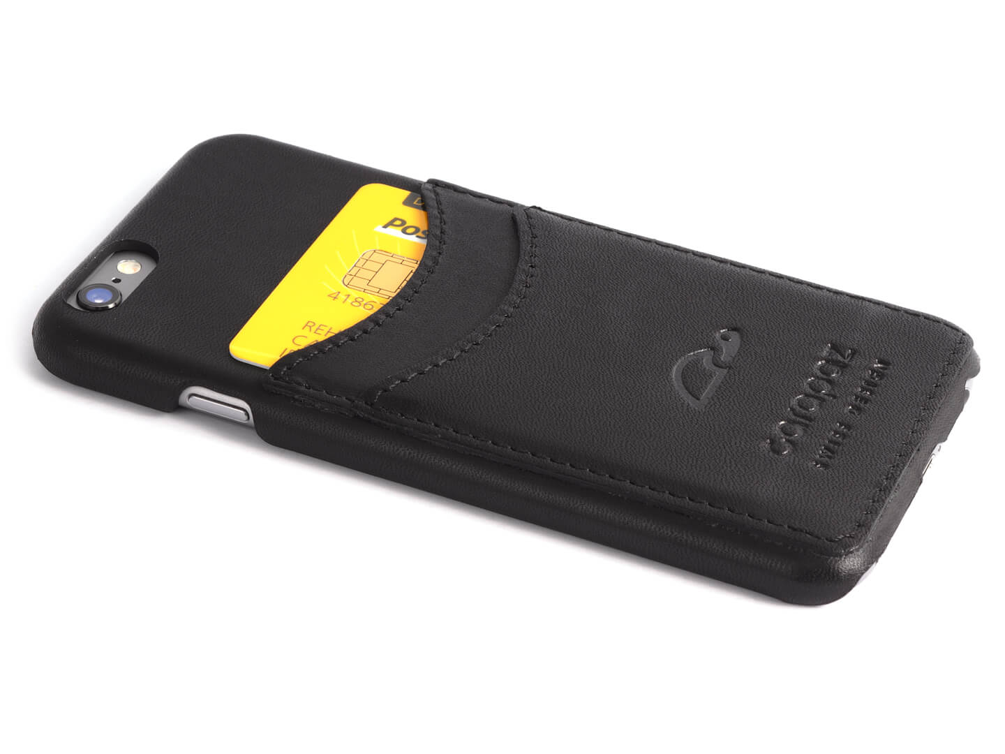 iPhone 6 black leather case - cards slots - Carapaz