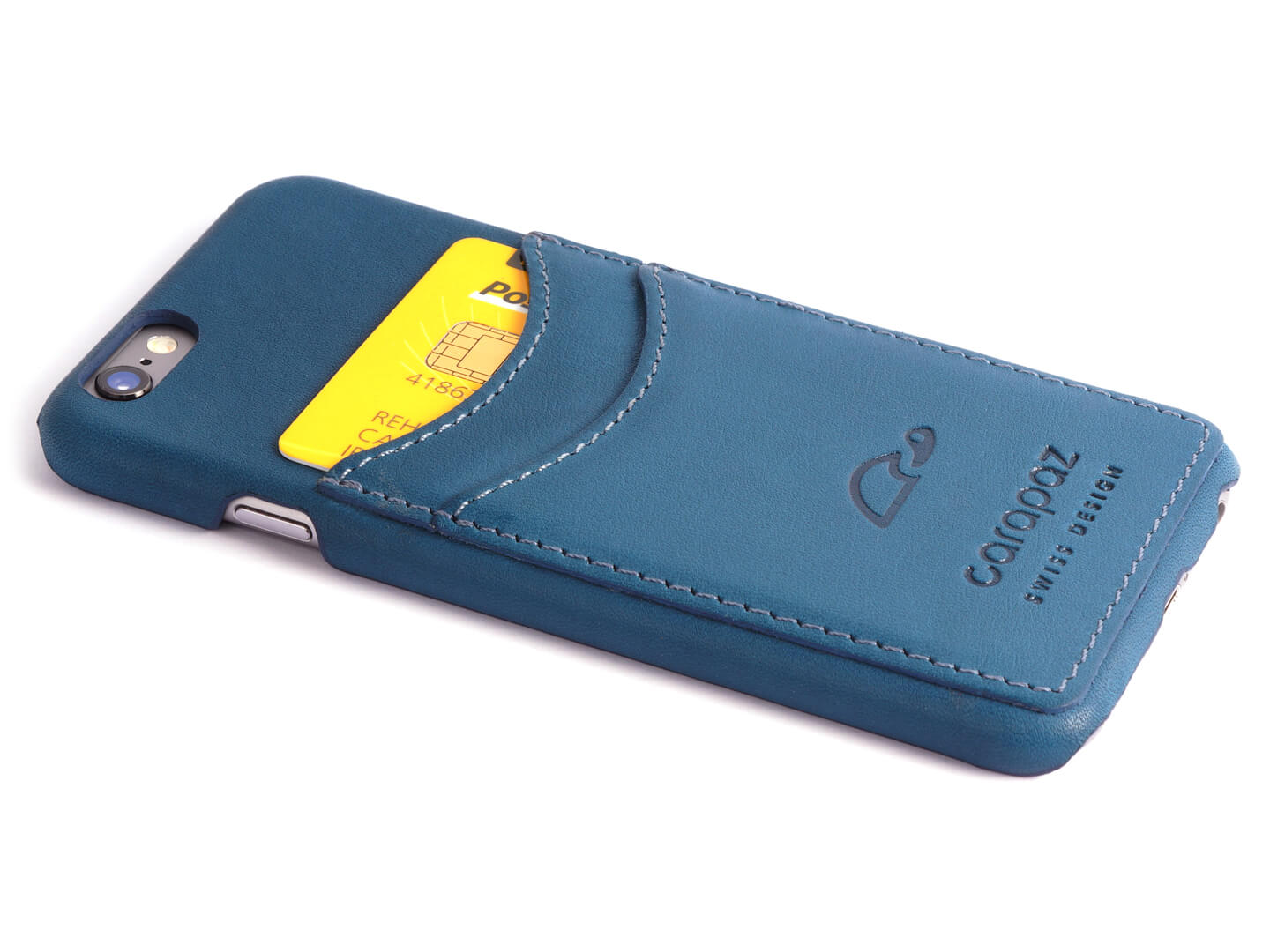 iPhone 6 / 6S Slim case - blue leather wallet case - credit cards - Carapaz