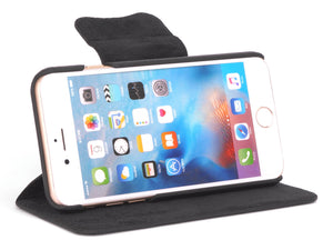 iPhone 6 / 6 Plus Leather Wallet Case with Cards Pockets- BLACK