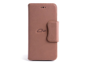 Wallet case iPhone 6 leather rosy brown - front - Carapaz