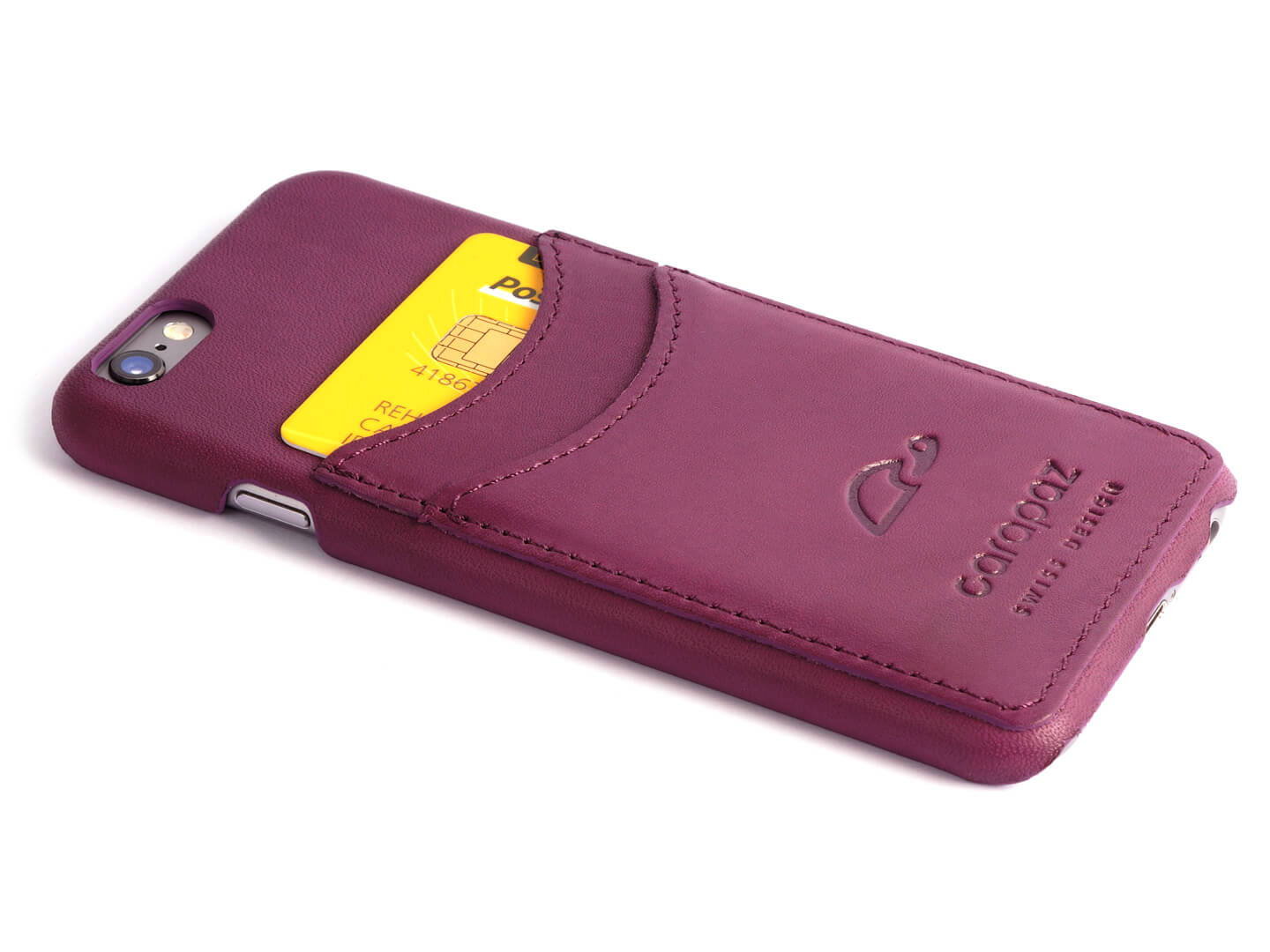 iPhone 6 Leather Slim Case - purple - credit cards - Carapaz
