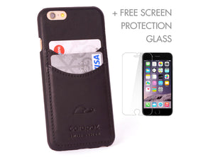 iPhone 6 / 6S Slim case - black leather wallet case - credit cards - Carapaz