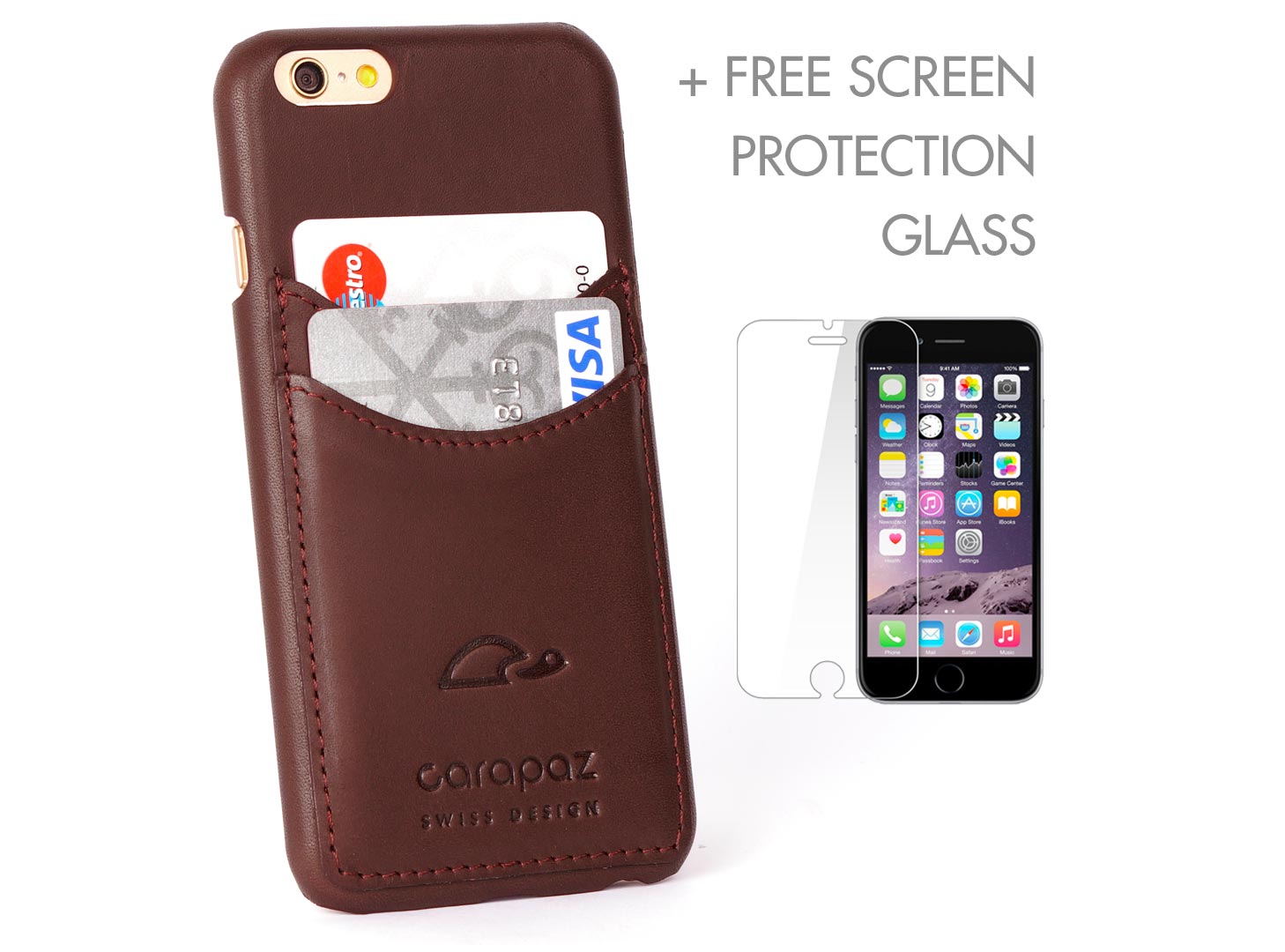 iPhone 6 Leather Slim Case - brown - credit cards - Carapaz