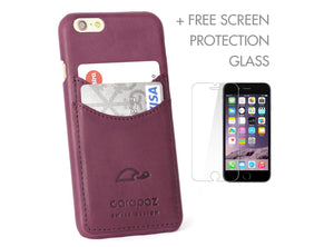 iPhone 6 Leather Slim Case - purple - credit cards - Carapaz
