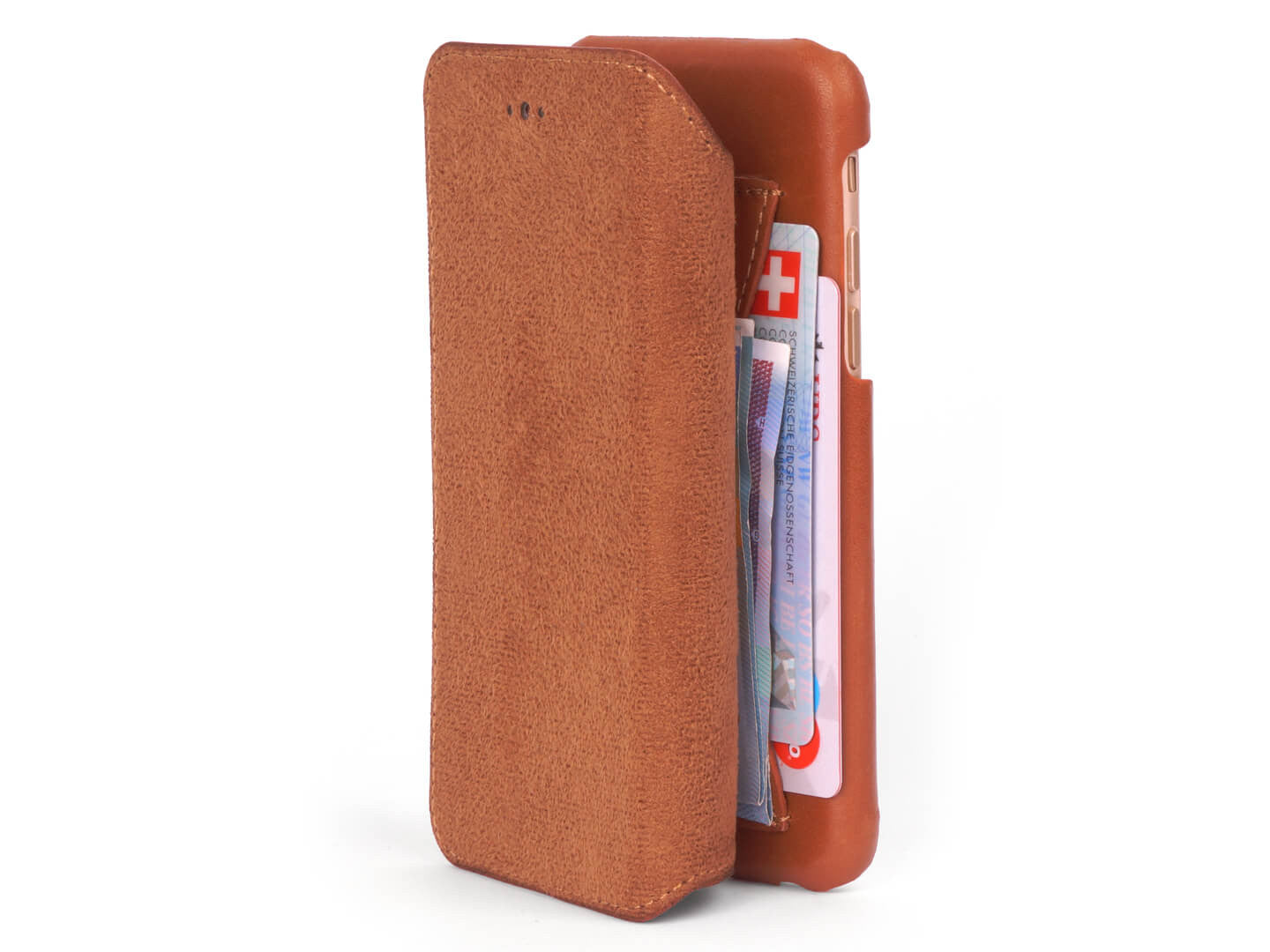 iPhone 6 Leather Wallet Case - With Cards Pocket and Stand