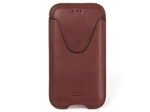 iPhone X / Xs / 11 Pro Leather Pouch - Protective Sleeve Case - Brown Natural Leather - front - Carapaz
