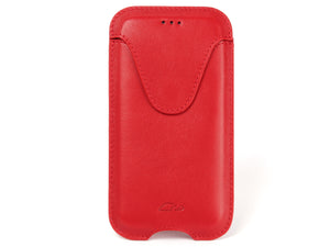 Leather pouch iPhone X / Xs / 11 Pro - Red Leather Cover - Sleeve Case - front view - Carapaz