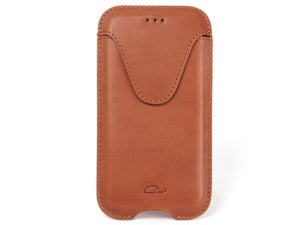 iPhone X / Xs / 11 Pro sleeve case - protecive leather pouch - tan - front - Carapaz