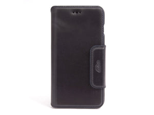 iPhone 7 / 8 Plus Wallet Case Black Vintage Leather - Front - Carapaz