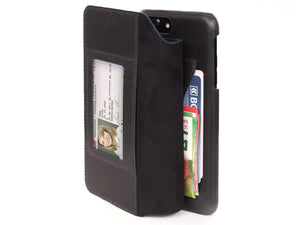 Wallet Case iPhone 7 / Plus Black Vintage Leather - Cards - Carapaz